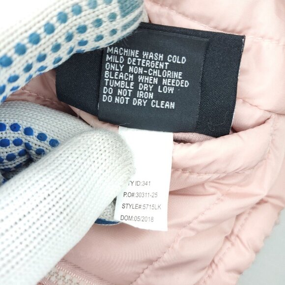 Miss Selfie Reversible Puffer Jacket Girls 5 Pink Plush Fleece Quilted Full Zip - Picture 5 of 9